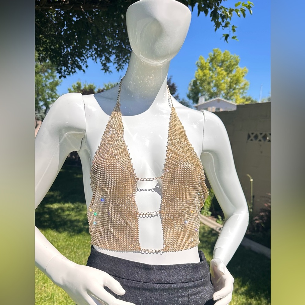 Gold color Chain Halter Top